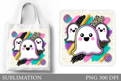 Cute Ghost Tote Bag Design. Cute Halloween Sublimation Product Image 1
