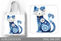 Denim Cat Sublimation. Denim Cat Tote Bag Design Product Image 1