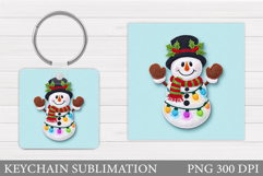 Christmas Snowman Keychain. Christmas Keychain Sublimation Product Image 1