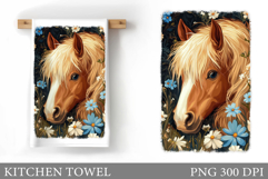 Horse Kitchen Towel Design. Cute Horse Sublimation Product Image 1
