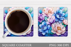 Floral Coaster Design. Flowers Coaster Sublimation Product Image 1