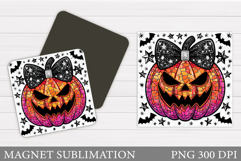 Scary Pumpkin Magnet Design. Halloween Magnet Sublimation Product Image 1