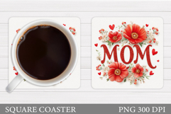 Mother&#039;s Day Coaster Design. Flowers Coaster Sublimation Product Image 1