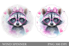 Cute Raccoon Wind Spinner. Raccoon Flowers Wind Spinner Product Image 1