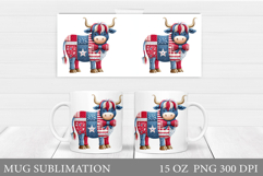 Patchwork Cow Mug Design. Patriotic Mug Sublimation Product Image 1