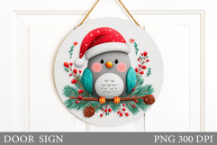 Christmas Bird Door Sign. Christmas Door Sign Sublimation Product Image 1