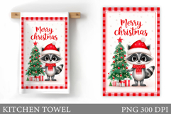 Christmas Raccoon Kitchen Towel. Christmas Kitchen Towel Product Image 1