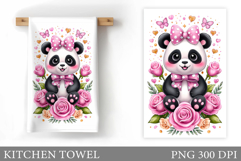 Cute Panda Kitchen Towel. Panda Flowers Kitchen Towel Design Product Image 1