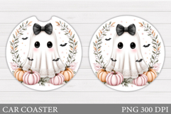 Halloween Ghost Car Coaster. Cute Halloween Car Coaster Product Image 1