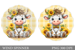 Cute Cow Wind Spinner Design. Cute Cow Sublimation Product Image 1