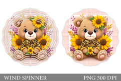 Cute Bear Wind Spinner. Bear Flowers Wind Spinner Design Product Image 1