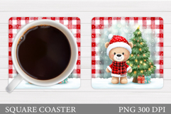 Christmas Bear Coaster Design. Christmas Coaster Sublimation Product Image 1