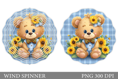 Cute Bear Wind Spinner. Bear Flowers Spinner Sublimation Product Image 1