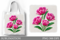 Tulips Tote Bag Design. Floral Tote Bag Sublimation Product Image 1