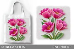 Tulips Tote Bag Design. Floral Tote Bag Sublimation Product Image 1