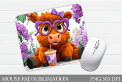 Highland Cow Mouse Pad. Cute Cow Mouse Pad Design Product Image 1
