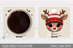 Christmas Deer Coaster Sublimation. Christmas Coaster Design Product Image 1