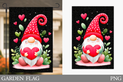 Valentines Gnome Garden Flag. Valentines Garden Flag Design Product Image 1