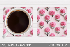 Flowers Coaster Sublimation. Floral Coaster Design Product Image 1