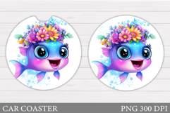 Fish Car Coaster Design. Cute Fish Sublimation Product Image 1
