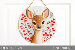 Christmas Deer Door Sign. Christmas Door Sign Sublimation Product Image 1