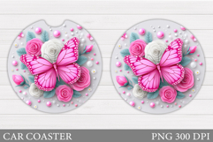 Butterfly Car Coaster Design. Butterfly Sublimation Product Image 1