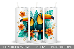 Toucan Tumbler Sublimation. Toucan Flowers Tumbler Design Product Image 1