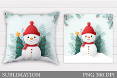 Christmas Snowman Pillow. Christmas Pillow Design Product Image 1