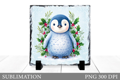 Christmas Penguin Slate Design. Cute Penguin Sublimation Product Image 1
