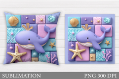 Whale Pillow Sublimation. Whale Sublimation Product Image 1