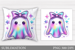 Cute Ghost Pillow Design. Cute Ghost Sublimation Product Image 1