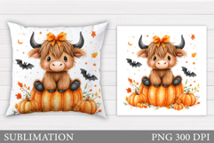 Halloween Cow Pillow. Halloween Pillow Sublimation Product Image 1