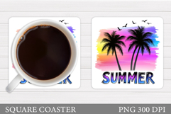 Palm Tree Coaster Design. Summer Coaster Sublimation Product Image 1