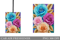Roses Car Air Freshener. Flowers Car Air Freshener Design Product Image 1