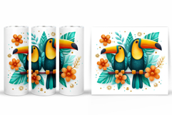 Toucan Tumbler Sublimation. Toucan Flowers Tumbler Design Product Image 2
