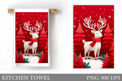Reindeer Kitchen Towel. Christmas Kitchen Towel Design Product Image 1