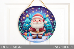 Santa Claus Door Sign Design. Christmas Snowman Door Sign Product Image 1