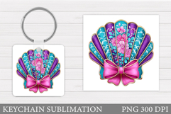 Seashell Keychain Sublimation. Sea Keychain Design Product Image 1