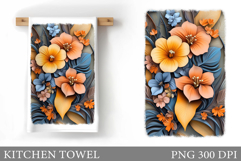 Flowers Kitchen Towel. Floral Kitchen Towel Sublimation Product Image 1