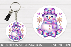 Cute Snowman Keychain Sublimation. Christmas Keychain Design Product Image 1