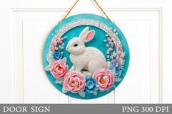 Cute Bunny Door Sign Design. Spring Door Sign Sublimation Product Image 1