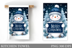 Snowman Kitchen Towel Design. Christmas Kitchen Towel Product Image 1