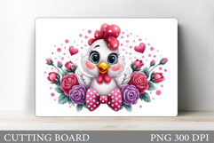 Cute Chicken Cutting Board. Chicken Flowers Cutting Board Product Image 1