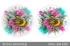 Bee Wind Spinner Sublimation. Flowers Wind Spinner Design Product Image 1