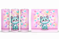Valentines Cat Tumbler Design. Valentine Tumbler Sublimation Product Image 2