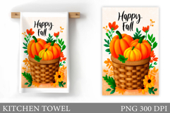 Fall Pumpkin Kitchen Towel. Fall Kitchen Towel Sublimation Product Image 1