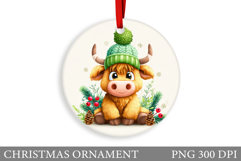 Highland Cow Christmas Ornament. Christmas Ornament Design Product Image 1