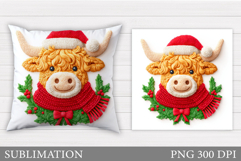 Christmas Cow Pillow Design. Christmas Pillow Sublimation Product Image 1