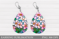 Flowers Teardrop Earring. Wildflowers Earring Sublimation Product Image 1