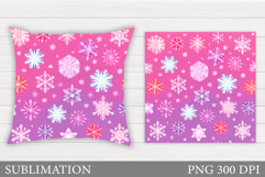 Christmas Pillow Sublimation. Snowflakes Pillow Design Product Image 1